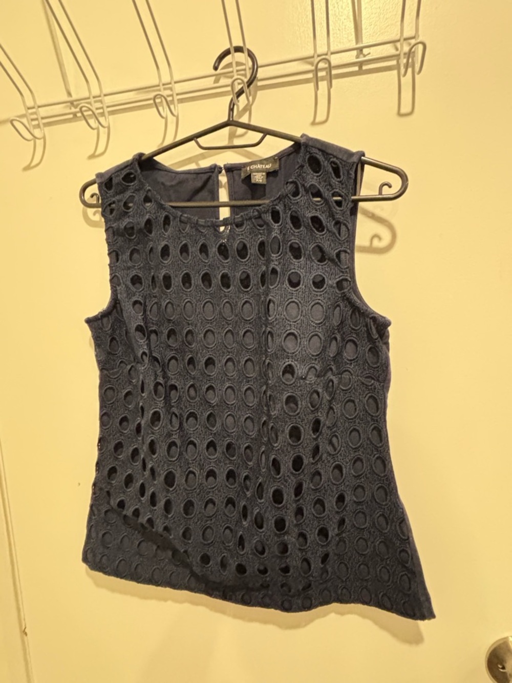 Chateau Navy Eyelet Sleeveless Shell